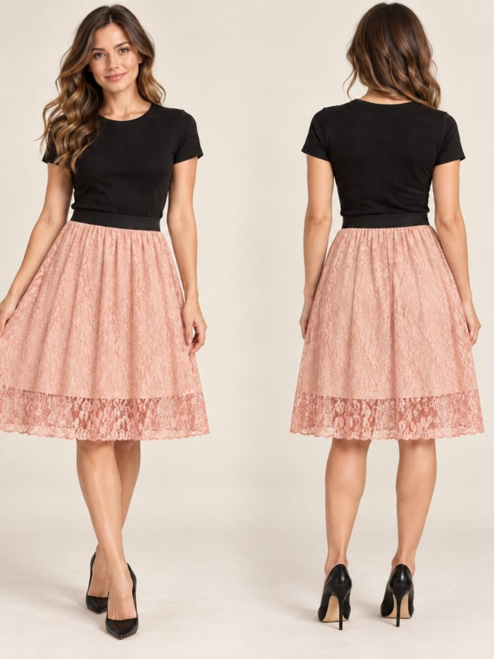 LuLaRoe Cottage Core Soft Girl Coquette 50's inspired Peach Luxury Lace Skirt 2X